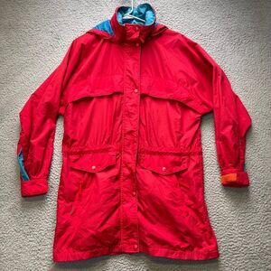 Vintage Haute Route Rain Jacket Womens Medium Red Hoodie